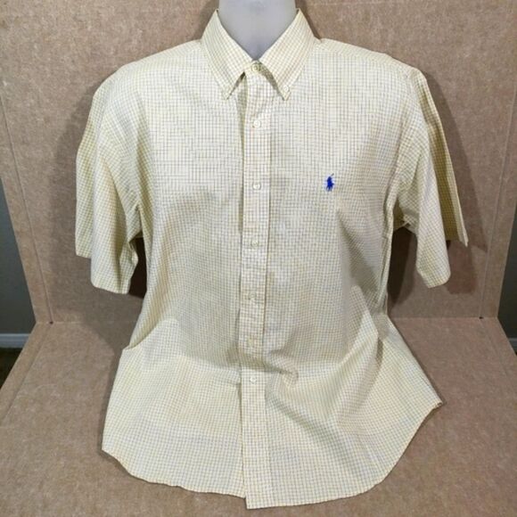 Ralph Lauren Blake Yellow Plaid Short Sleeve Button Down Shirt #5 - Picture 4 of 6